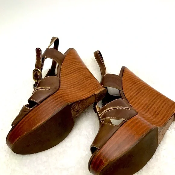 Chloe Saturnia Brown Calf Wedge size 38 - Picture 4 of 6